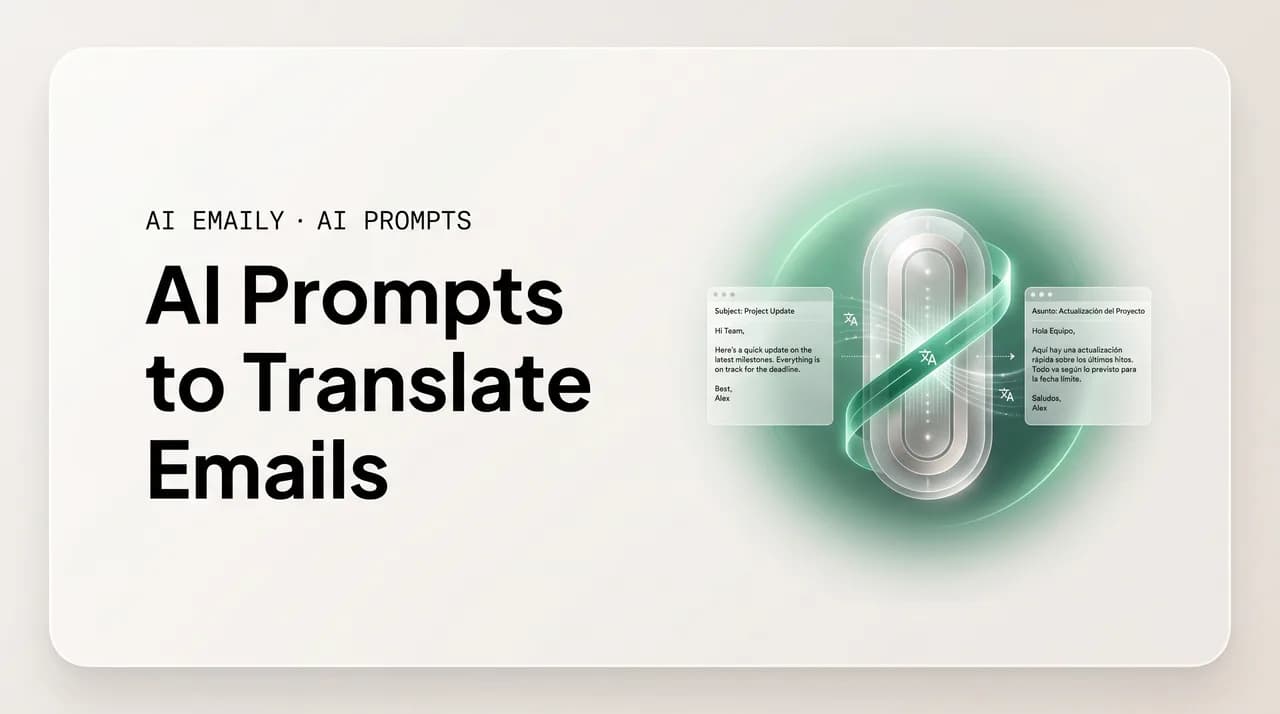 AI Emaily blog cover for AI prompts to translate emails, showing an AI translating an email between languages