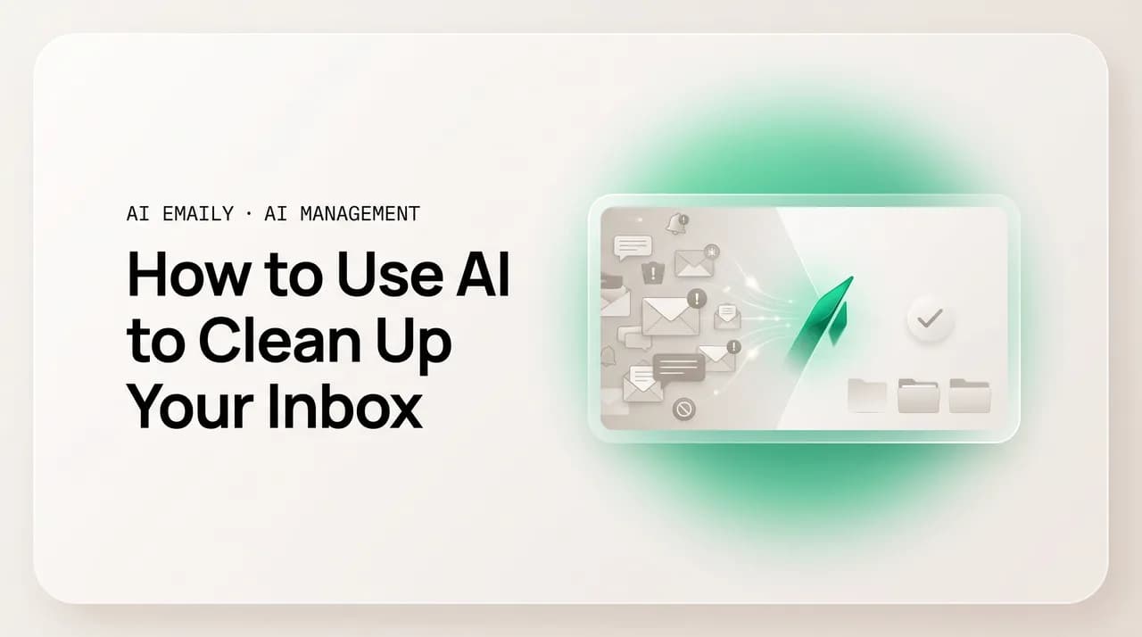 AI Emaily blog cover for using AI to clean up inbox, showing a chaotic inbox cleared to inbox zero by AI