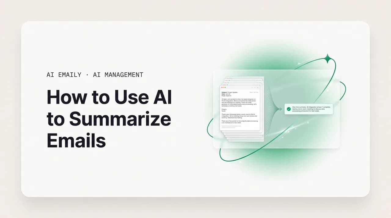 AI Emaily blog cover for using AI to summarize emails, showing an AI one-line thread summary
