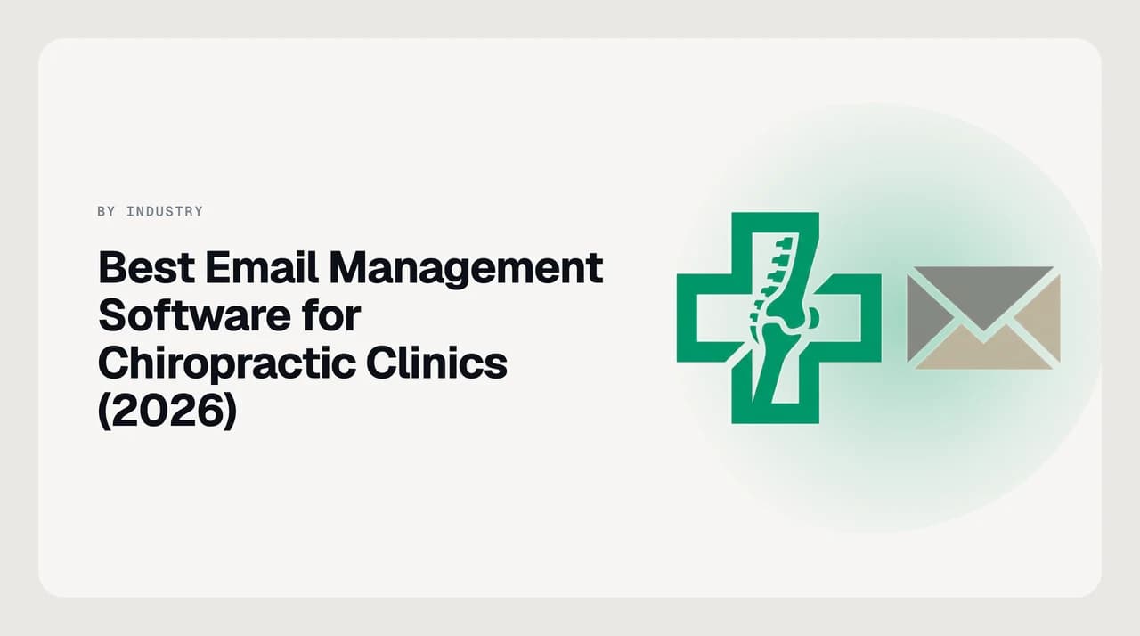 Cover illustration for the best email management software for chiropractic clinics, sorting new-patient, attorney and insurance email into separate lanes