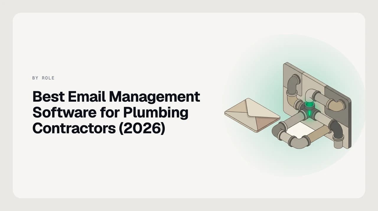 Best email management software for plumbing contractors in 2026 — a single inbox splitting an urgent burst-pipe email away from Ferguson order confirmations, warranty threads and supplier newsletters