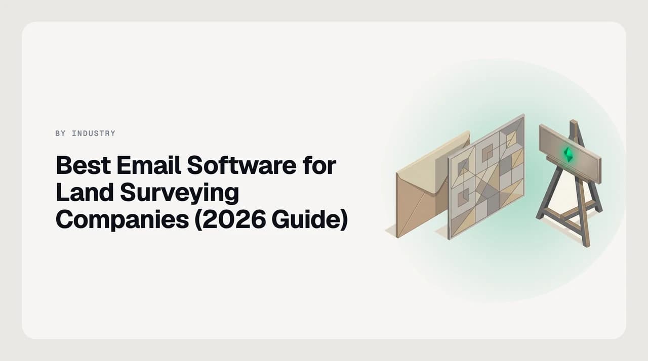 Best email software for a land surveying company — a small survey office inbox with a title-company order request, plat delivery threads, field-crew scheduling messages and reviewer correspondence sorted by job number
