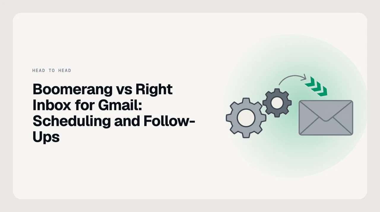 Boomerang vs Right Inbox for Gmail comparison cover, weighing send-later scheduling and return-if-no-reply follow-up reminders