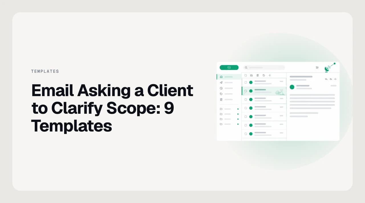 A checklist of clarifying questions arranged between a vague brief and a scoped project plan
