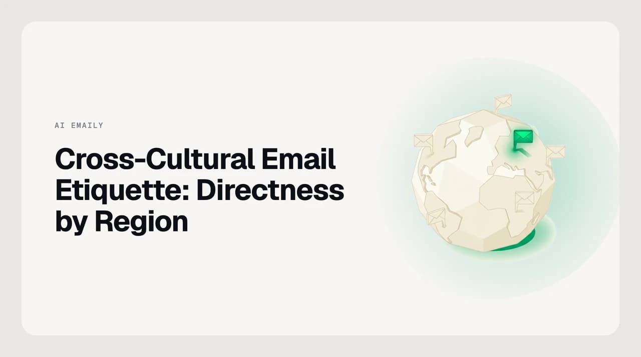 Cross-cultural email etiquette differences — directness scales, formality norms, and high-context vs low-context communication patterns across international business regions
