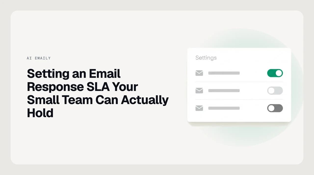 Three stacked time-block tiers labeled same-day, next-business-day, and this-week, illustrating an email response time SLA for a small team