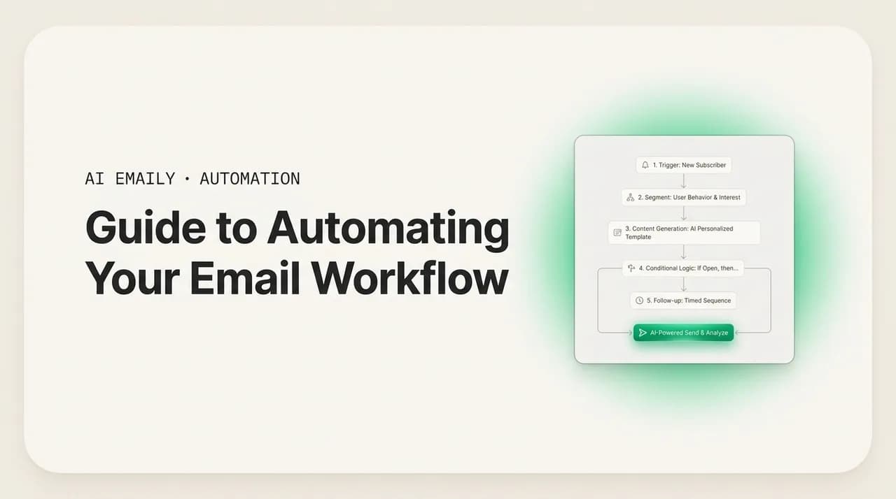 AI Emaily blog cover for guide to automating your email workflow, showing a step-by-step automation guide