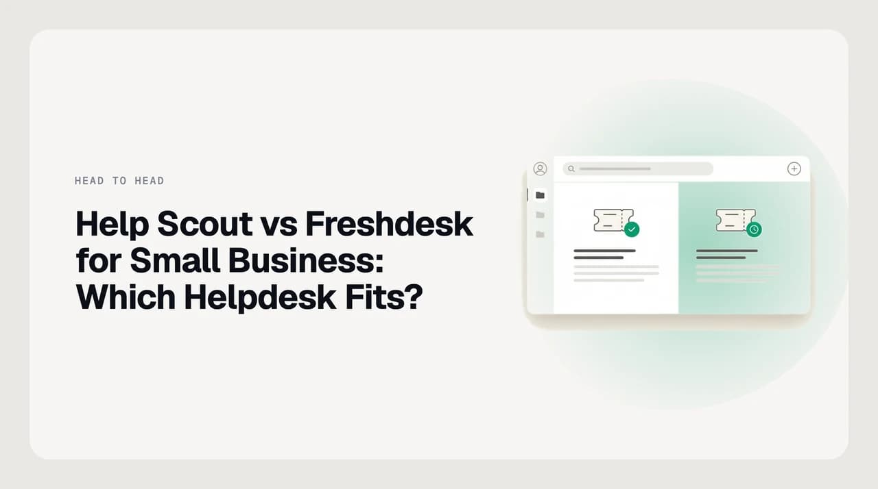 Help Scout vs Freshdesk for small business — two support queues side by side, one shaped like an email thread and one shaped like a multichannel ticket list