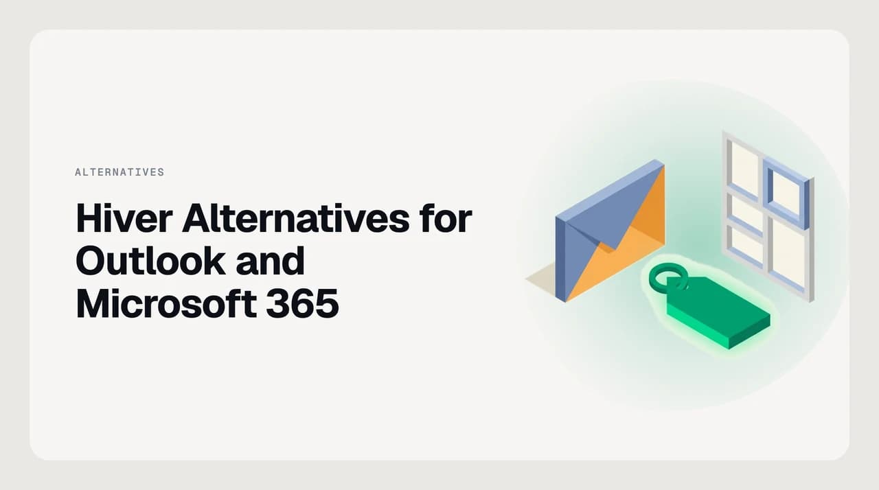 Hiver alternatives for Outlook and Microsoft 365 compared — shared inbox platforms, Outlook add-ins and Graph API assistants arranged around a Microsoft 365 tenant