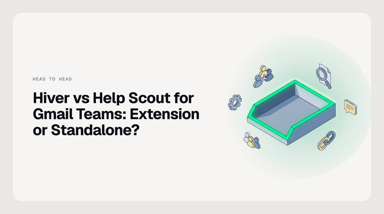 Hiver vs Help Scout for Gmail teams — Chrome-extension shared inbox inside Gmail versus a standalone customer-support helpdesk with knowledge base