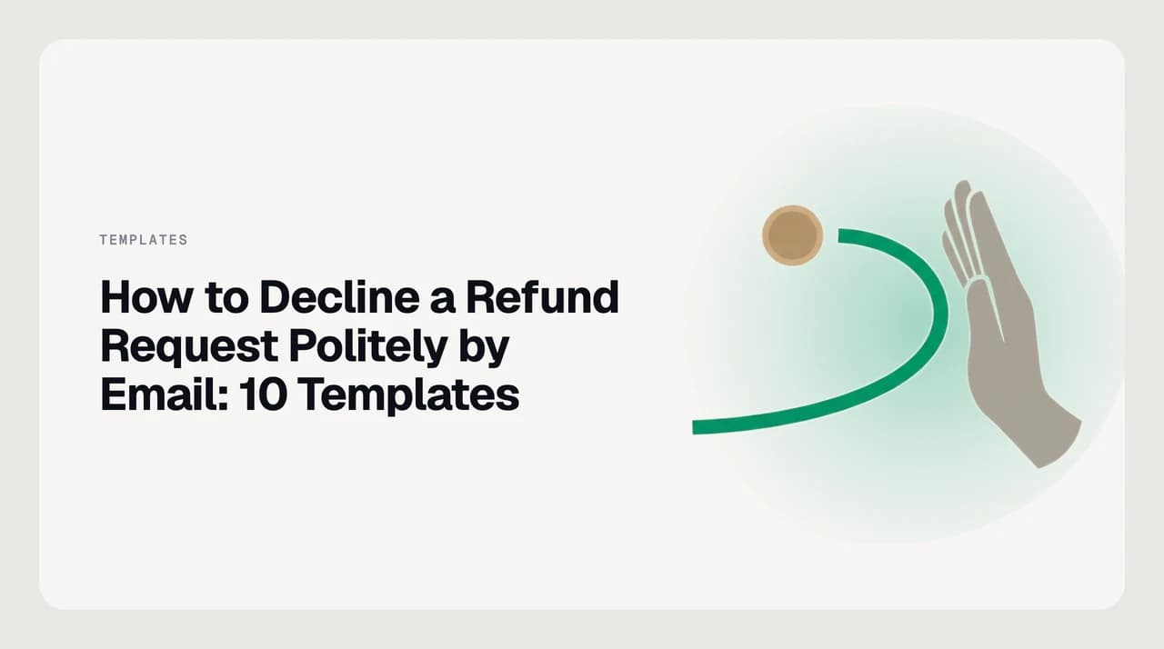 How to decline a refund request politely by email: AI Emaily blog showing ten refund denial email templates covering out-of-window, used product, custom work, store credit, and chargeback-threat scenarios