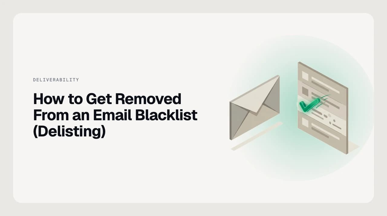 How to get removed from an email blacklist: a mail server IP being delisted from a DNSBL after the sending problem is fixed, then re-checked with a reputation lookup