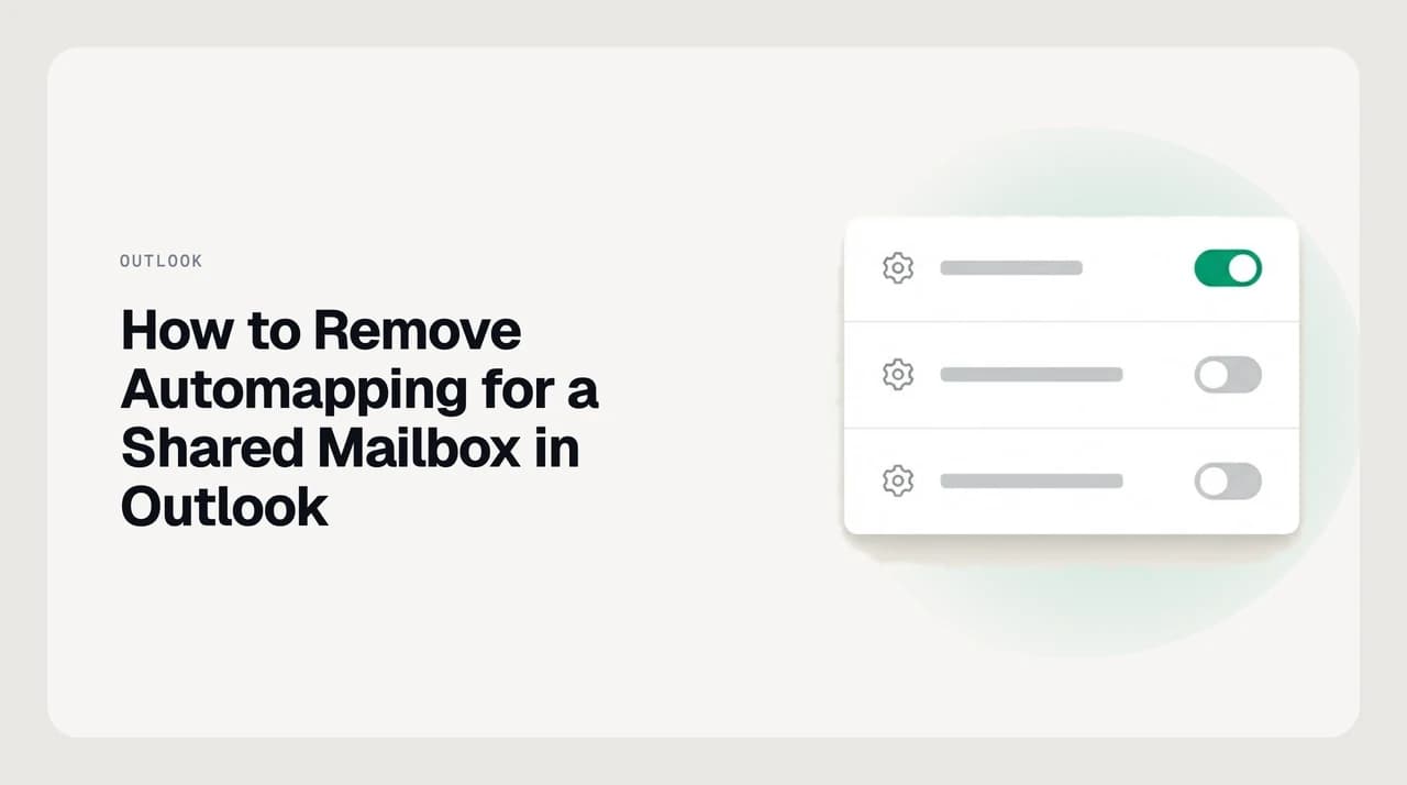 Illustration of removing automapping for a shared mailbox so it stops loading automatically into an Outlook profile