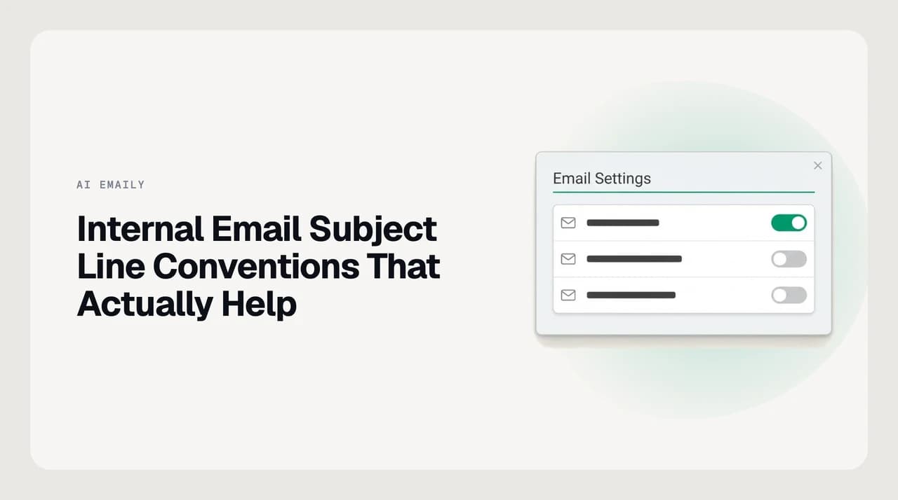 Email subject lines tagged with ACTION, FYI, DECISION and EOM prefixes routing into separate triage lanes