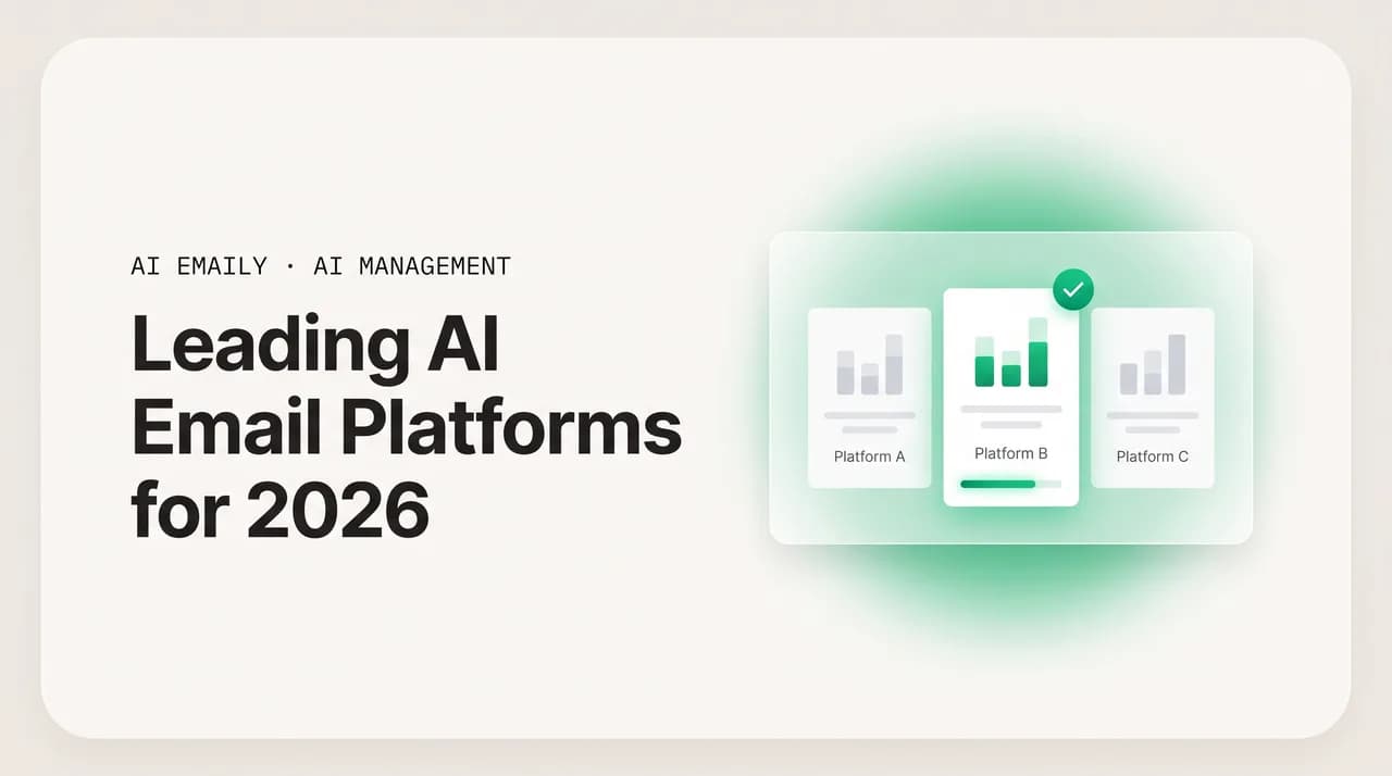 AI Emaily blog cover for leading AI email platforms 2026, showing a comparison lineup of AI email platforms