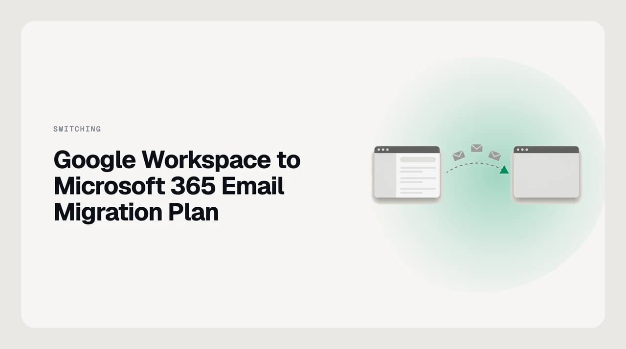 Diagram of a Google Workspace to Microsoft 365 email migration plan showing mail routing during the MX cutover
