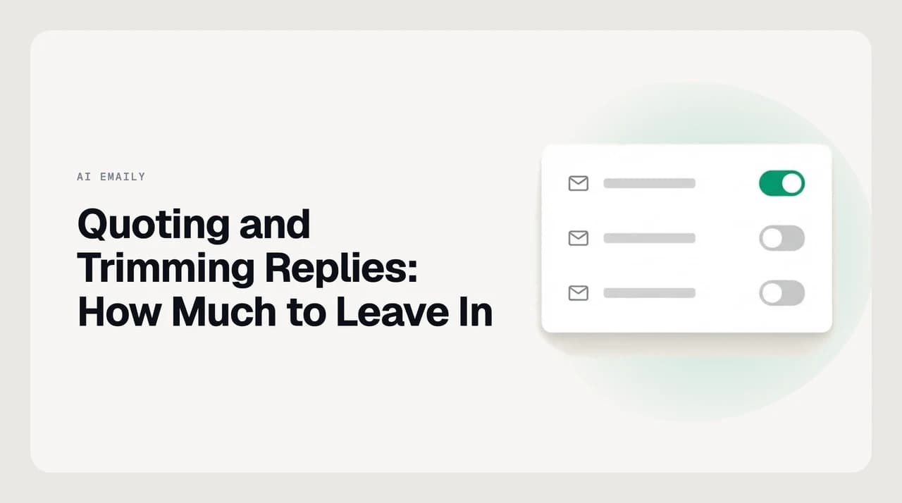 Two versions of the same email reply side by side, one trimmed to the relevant quoted lines and one keeping the full thread history intact