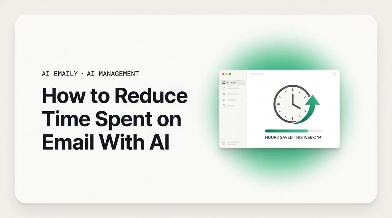 AI Emaily blog cover for reducing time spent on email with AI, showing an AI inbox with hours saved