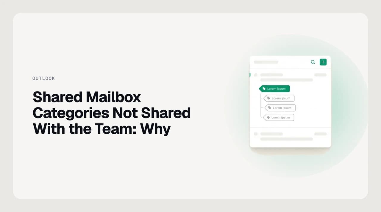 Two Outlook inboxes viewing the same shared mailbox message with different category colours applied