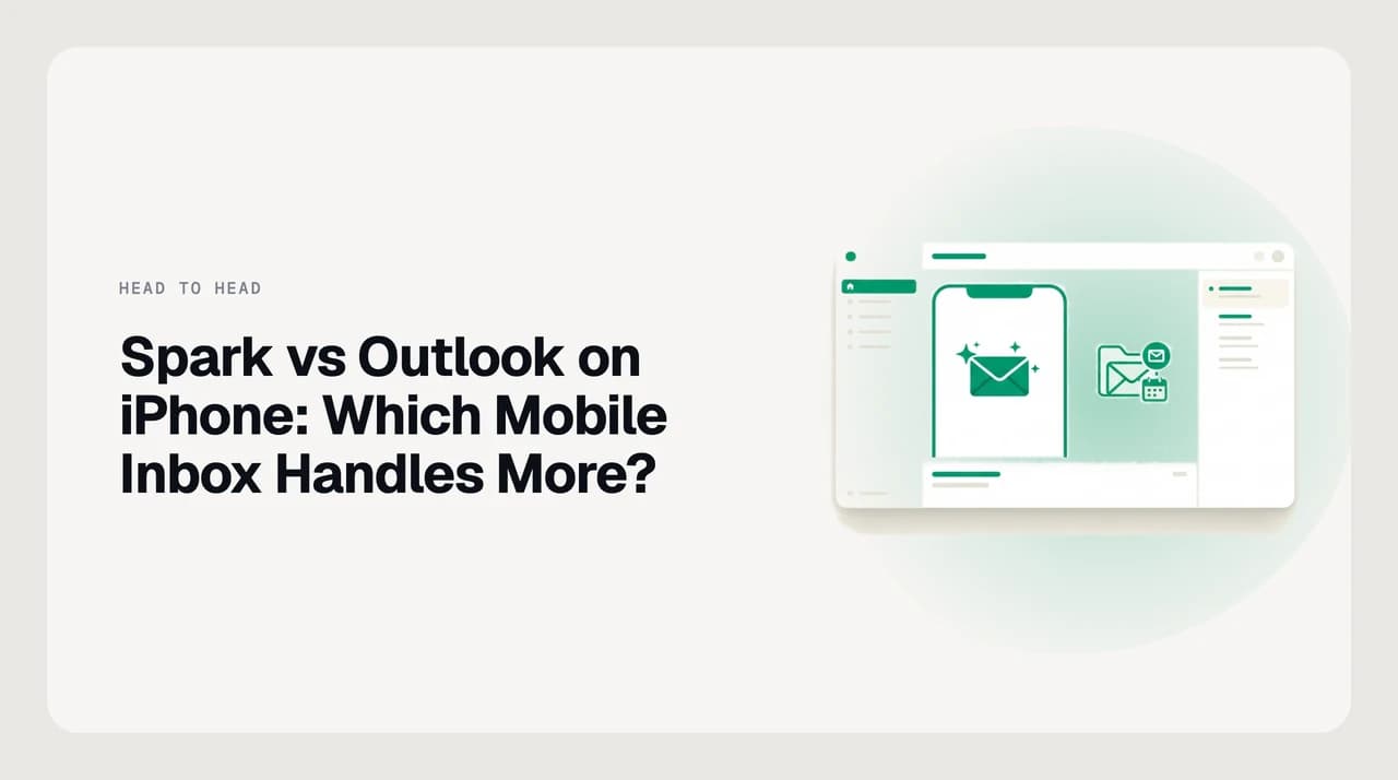 Spark vs Outlook on iPhone compared: two mobile inboxes side by side across triage, swipes, notifications and work account support