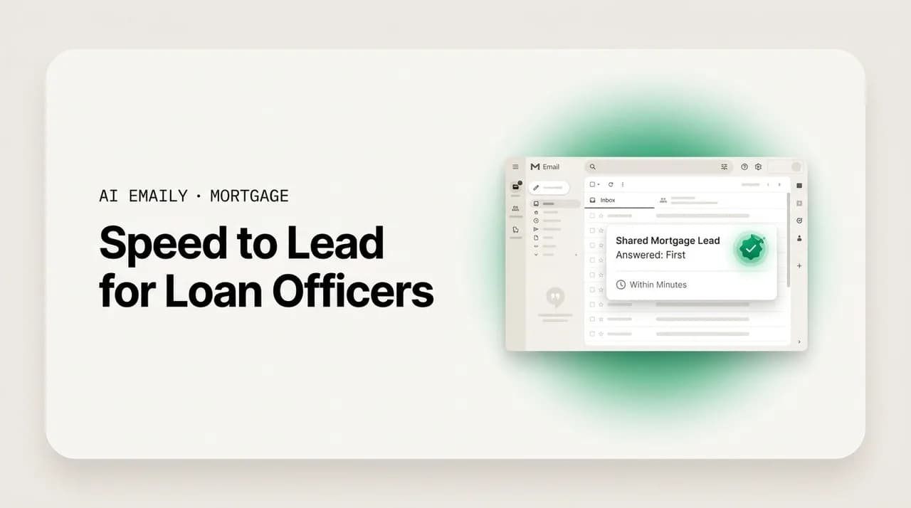AI Emaily blog cover for speed to lead for loan officers, showing a shared lead answered first