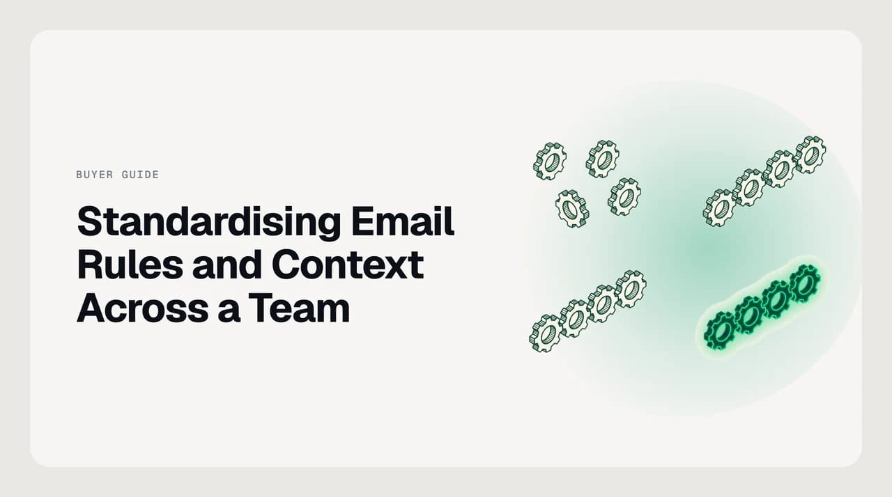 Standardising email rules across a team: a shared baseline of rules, labels and context sitting above individual mailboxes, with personal additions layered on top