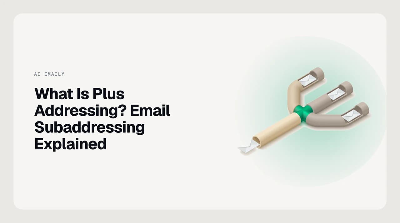 Plus addressing in email explained: messages sent to you+shop and you+news tags routing into a single inbox with filter labels.