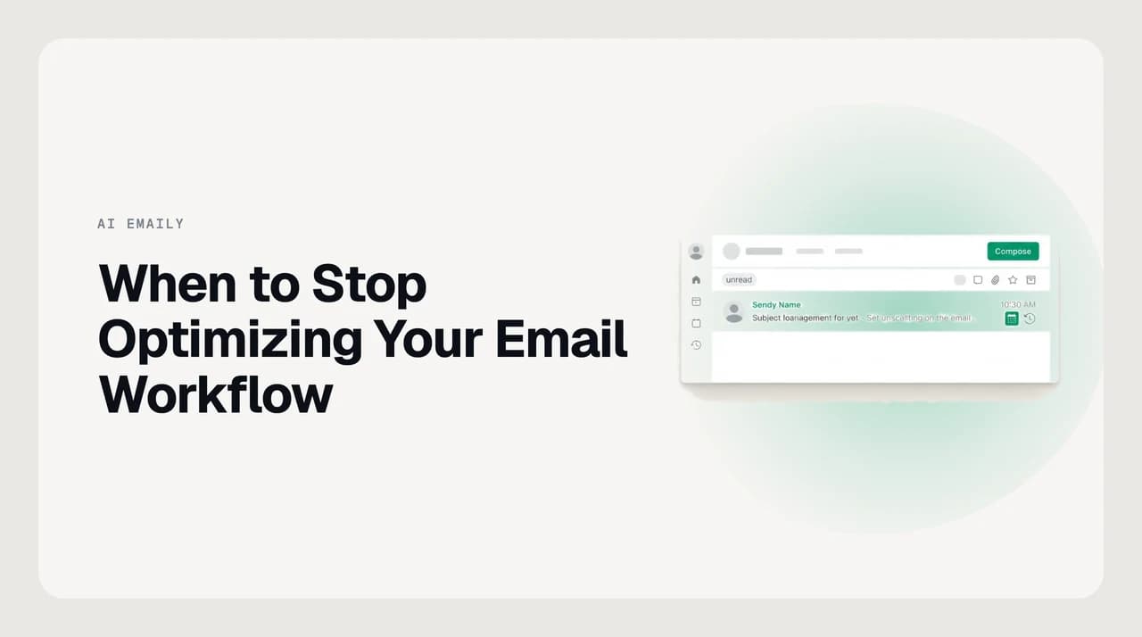 Rows of settings toggles illustrating when to stop optimizing your email workflow instead of adding another rule